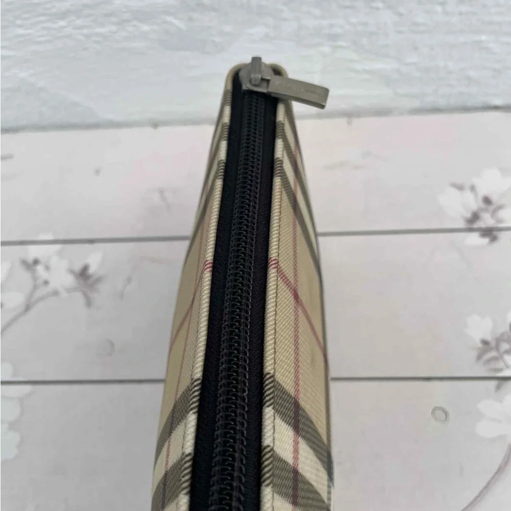 Burberry Beige and Black Check Cosmetic Bag